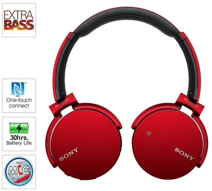 Sony MDRXB650BT/B Extra Bass Bluetooth Headphones - Red