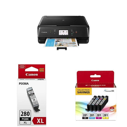 Canon TS6120 Wireless All-In-One Printer with Scanner and Copier Ink Bundle - Black