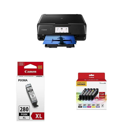 Canon TS8120 Wireless All-In-One Printer with Scanner and Copier Bundle - Black