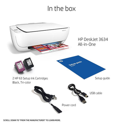 HP DeskJet 3634 Compact All-in-One Wireless Printer