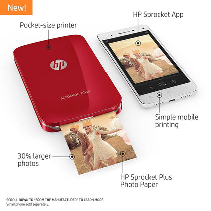 HP Sprocket Plus Instant Photo Printer - Red