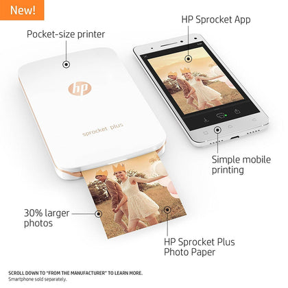 HP Sprocket Plus Instant Photo Printer - White